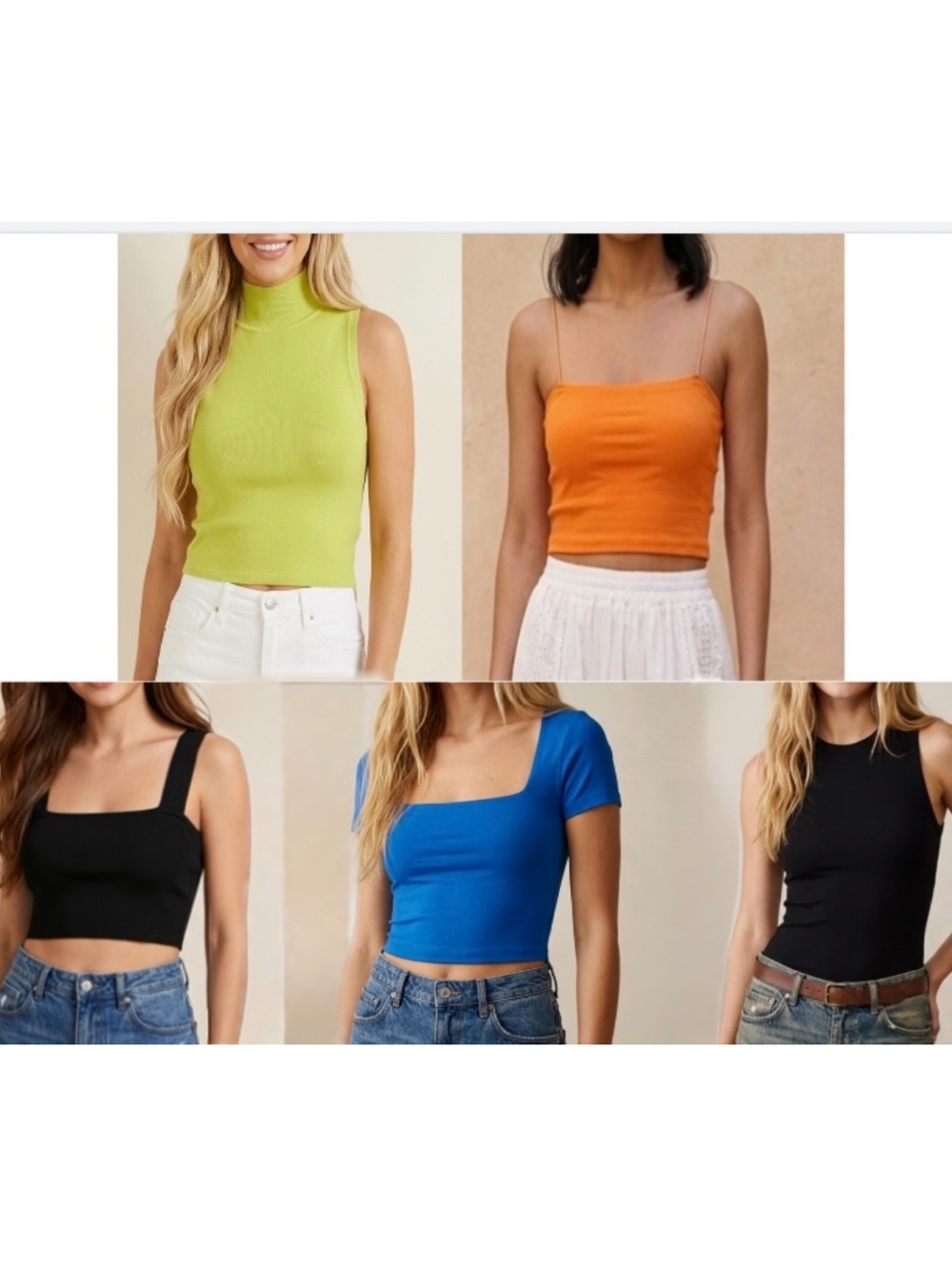 Zara Bundle of 5 Summer Essentials Tops Crop,Cami,Tank Bodysuit,Mock Neck,Size S